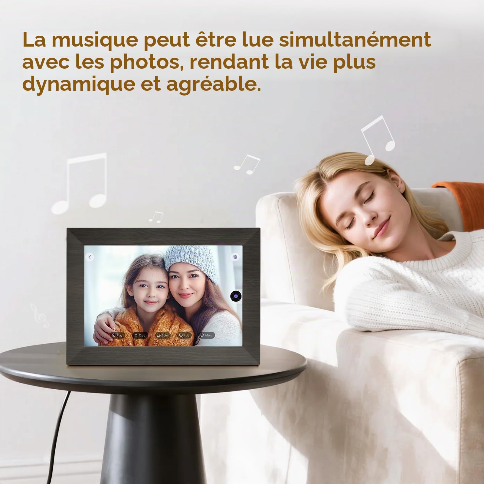 Cadre Photo Numérique 10 Pouces, WiFi intégré en mémoire de 32 Go, Cadre électronique avec écran Tactile IPS, Rotation Automatique, Partage Facile de Photos ou de vidéos Via Application