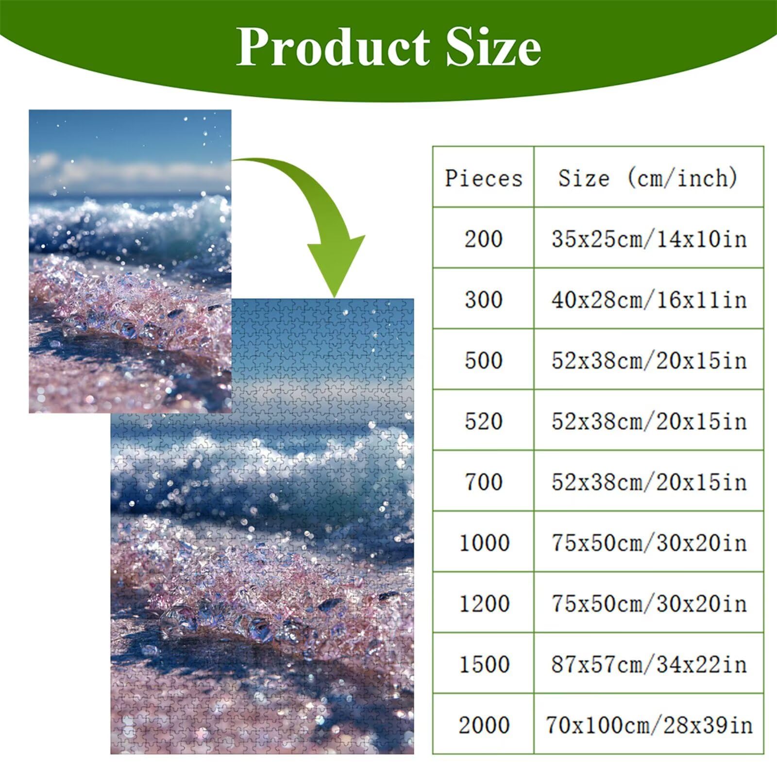 Puzzle 2000 elementów - Ocean & Różowy - Trwałe drewniane puzzle z literami na plecach - Gra bez kurzu z plakatem - Model dla kolekcjonerów i powyżej 14 lat (75 x 105 cm) P3#1276
