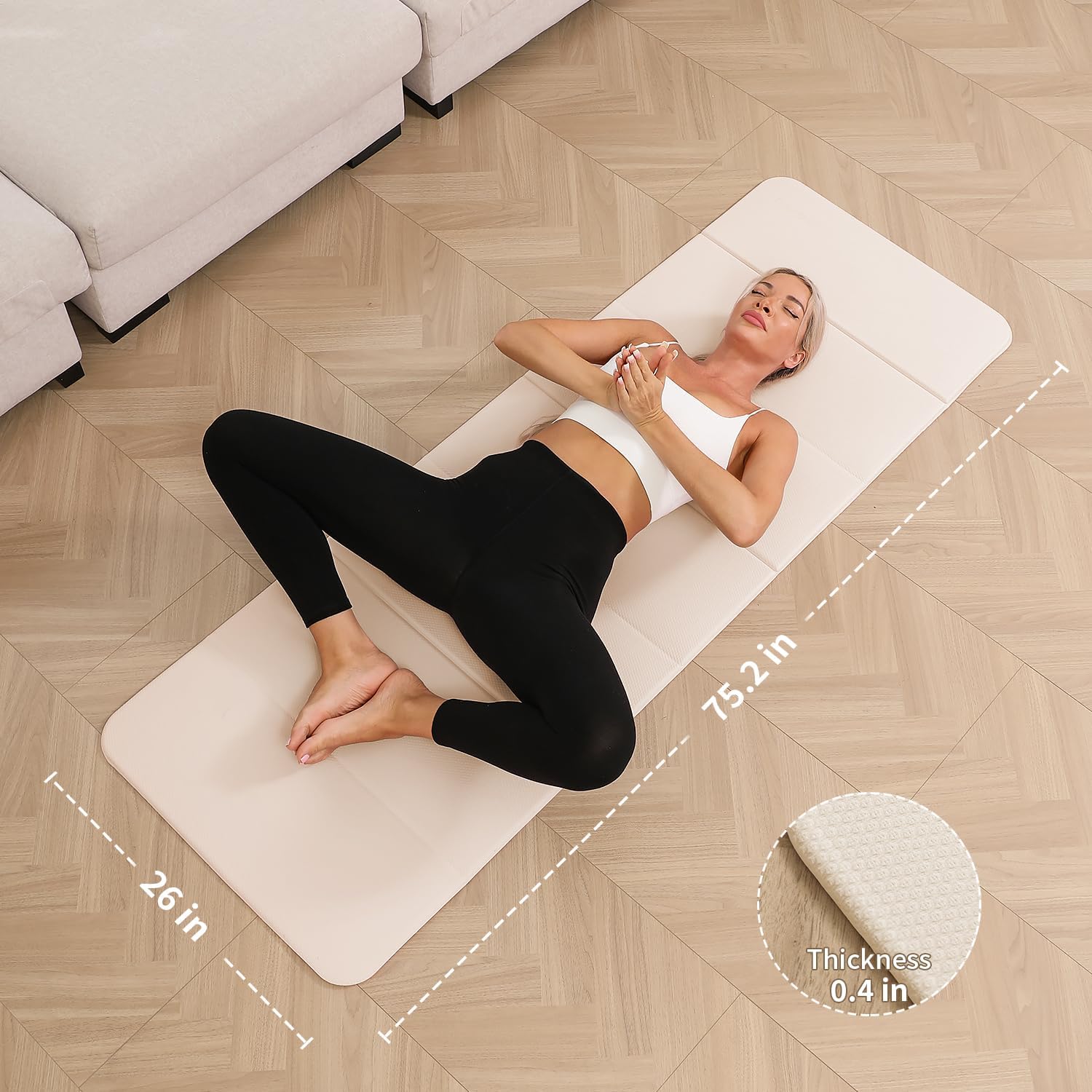 Foldable Yoga Mat - 10mm Extra Thick, 75"26" Non-Slip Exercise Fitness Mat | SGS Eco-Certified, Portable for Yoga/Pilates/Studio/Home Workout - Image 3