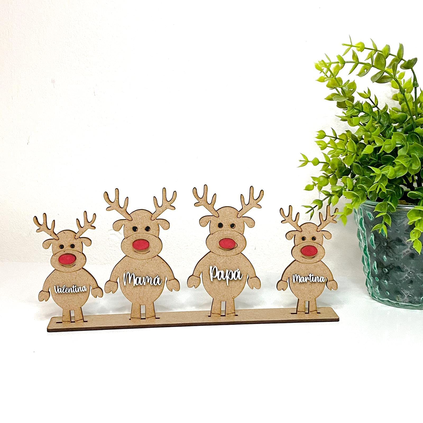 RENOS NAVIDEÑOS DECORATIVOS MADERA PERSONALIZADOS- Decoración Navideña- Navidad- Bola Navidad personalizada madera - Decorción hogar árbol Navidad - Papá Noel
