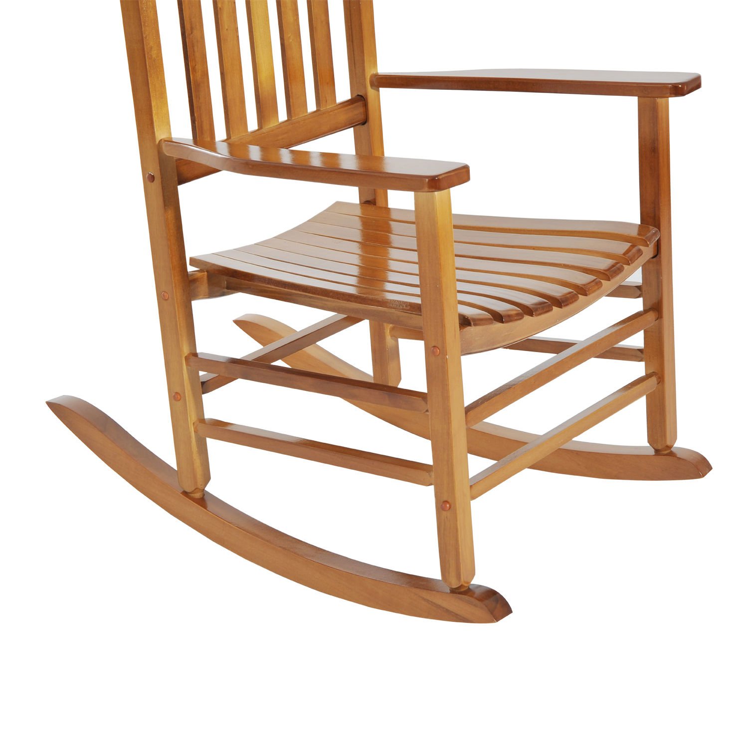 Outsunny Schaukelstuhl aus Holz mit Armlehne Schwingsessel Relaxstuhl Gartenstuhl Natur 69 x 86 x 115 cm