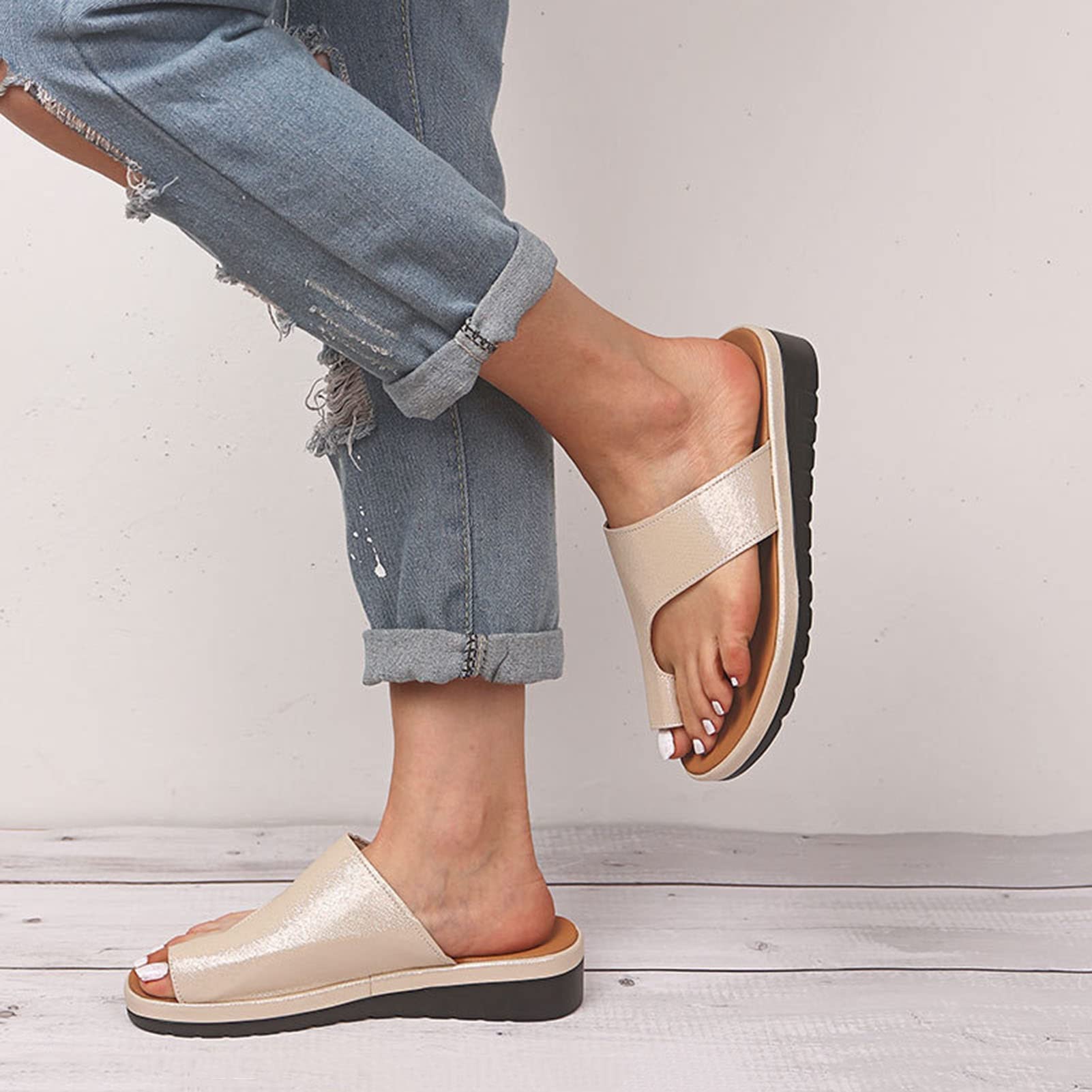 ORANDESIGN Women's Bunion Corrector Platform Sandals – Comfy & Casual Toe Correction Shoes In D-Silver, Size 4 B(M) US - View #8