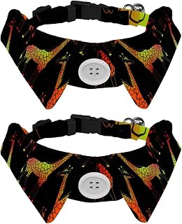2 pajaritas ajustables para perros y gatos, corbatines formales para niños y niñas, cachorros, gatitos, bodas, cumpleaños, patrón de jirafas naranjas y amarillas, color negro