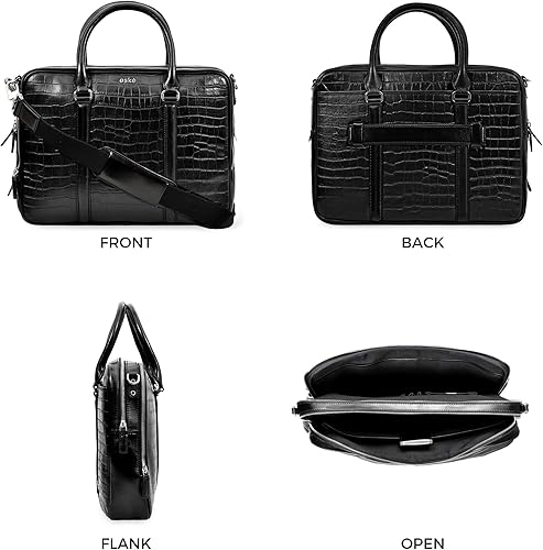 Miniatura 7 de Eské Charlie - Bolsa de piel italiana para laptop de 15.6 pulgadas para hombres y mujeres, bolsa de oficina, bolsa de mensajero para laptop con