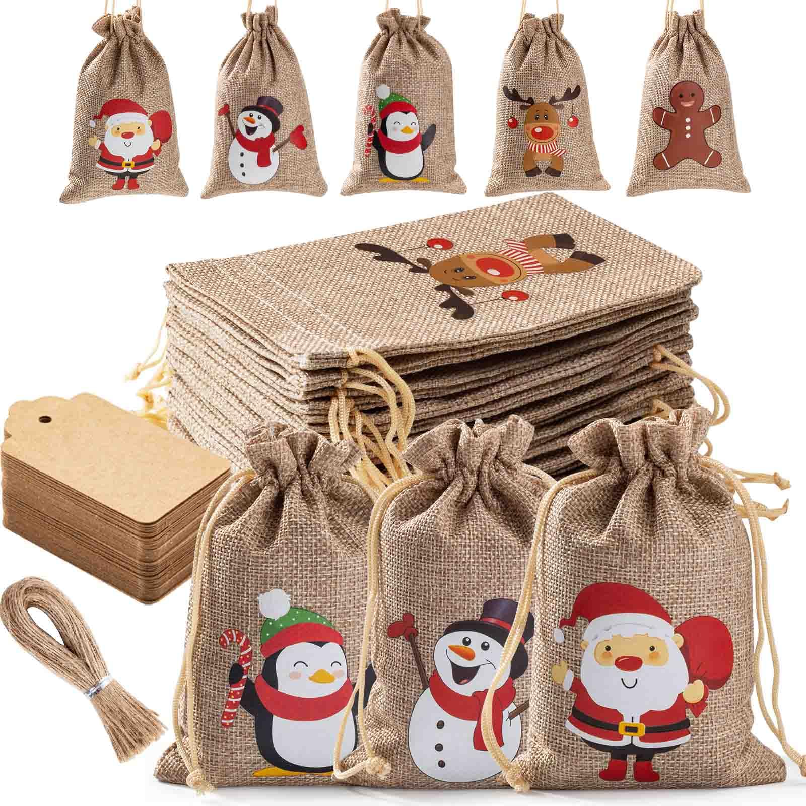 Photo 1 of **CHRISTMAS THEMED**
25PCS Burlap Gift Bags With Drawstring, 4x6" Small Party Favor Gift Bags + Bonus Gift Tags & String, Gift Bag Small Size for Party, Jewelry Pouches, Christmas, Festival, Kids Birthday, Coffee, DIY Craft Pouch