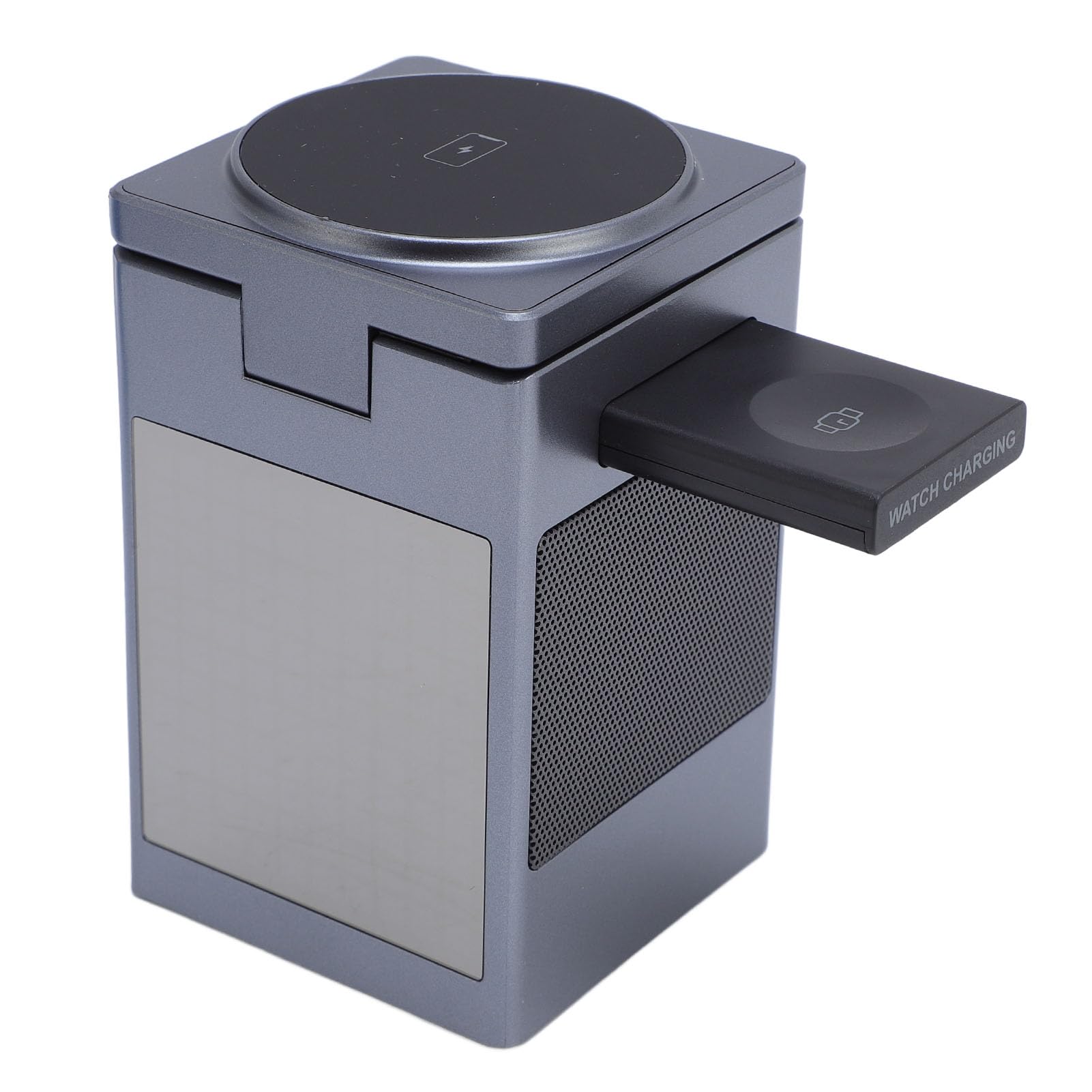 ASHATA Station de Charge Magnétique sans Fil 6 en 1, Rotation à 360 °, Support de Chargeur Bluetooth 5.3 avec Horloge LED et Alarme pour Montre, écouteurs de Téléphone