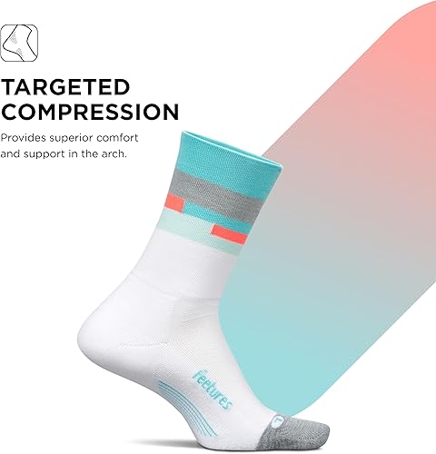 Miniatura 3 de Feetures Elite Light Cushion Mini Crew Sock - Calcetines para correr para mujeres y hombres, compresión dirigida, absorbe la humedad