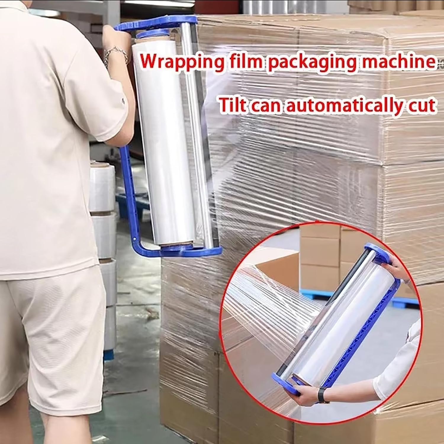 Dévidoir De Film Étirable De 50 Cm (19,7 Pouces), Distributeur De Film Plastique Avec Coupe-film, Compatible Avec Les Rouleaux À Mandrin De 5 Et 7,8 Cm (2 Et 3 Pouces), Outil Demballage Manuel