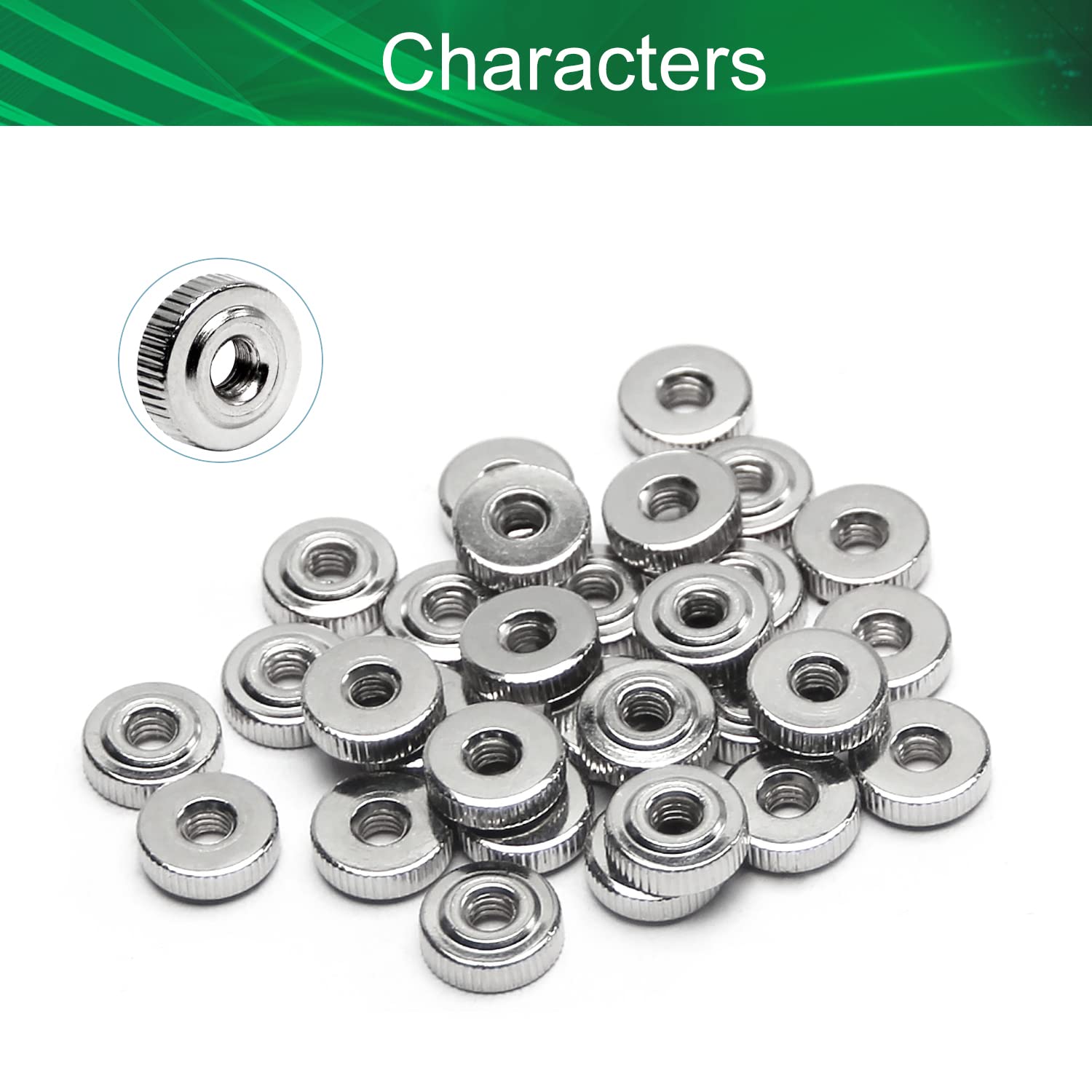 Bettomshin 30Pcs Round Knurled Thumb Nuts, M4x0.7mm Carbon Steel Conector Through Hole Nut Tightening Nut Knurled Knob Female Threaded Thin Type, Nickel Plated for 3D Printer Beds, Machine Tools