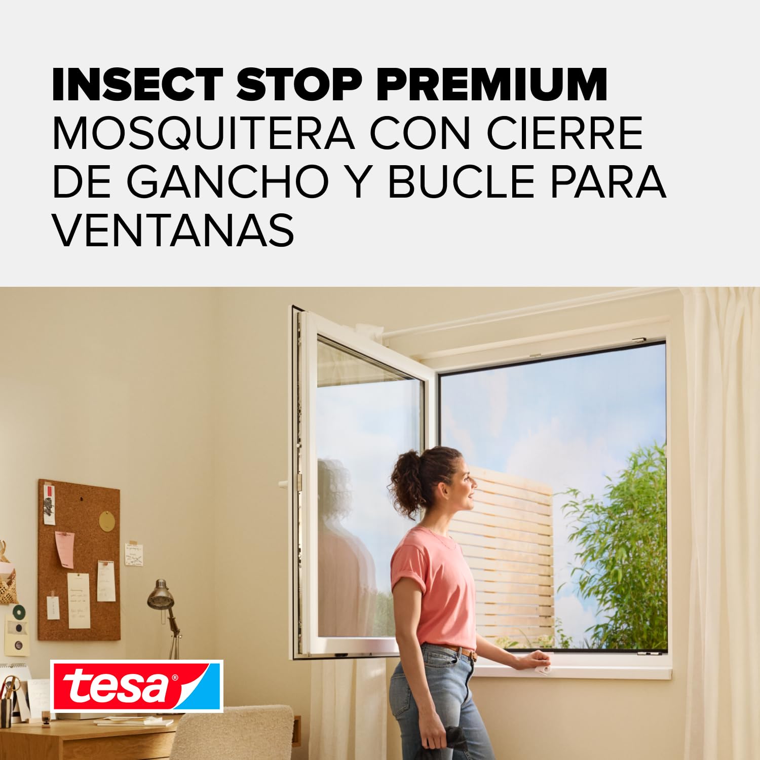 tesa Insect Stop Mosquitera con Gancho-Bucle - 3X 135 x 155 cm - Antracita
