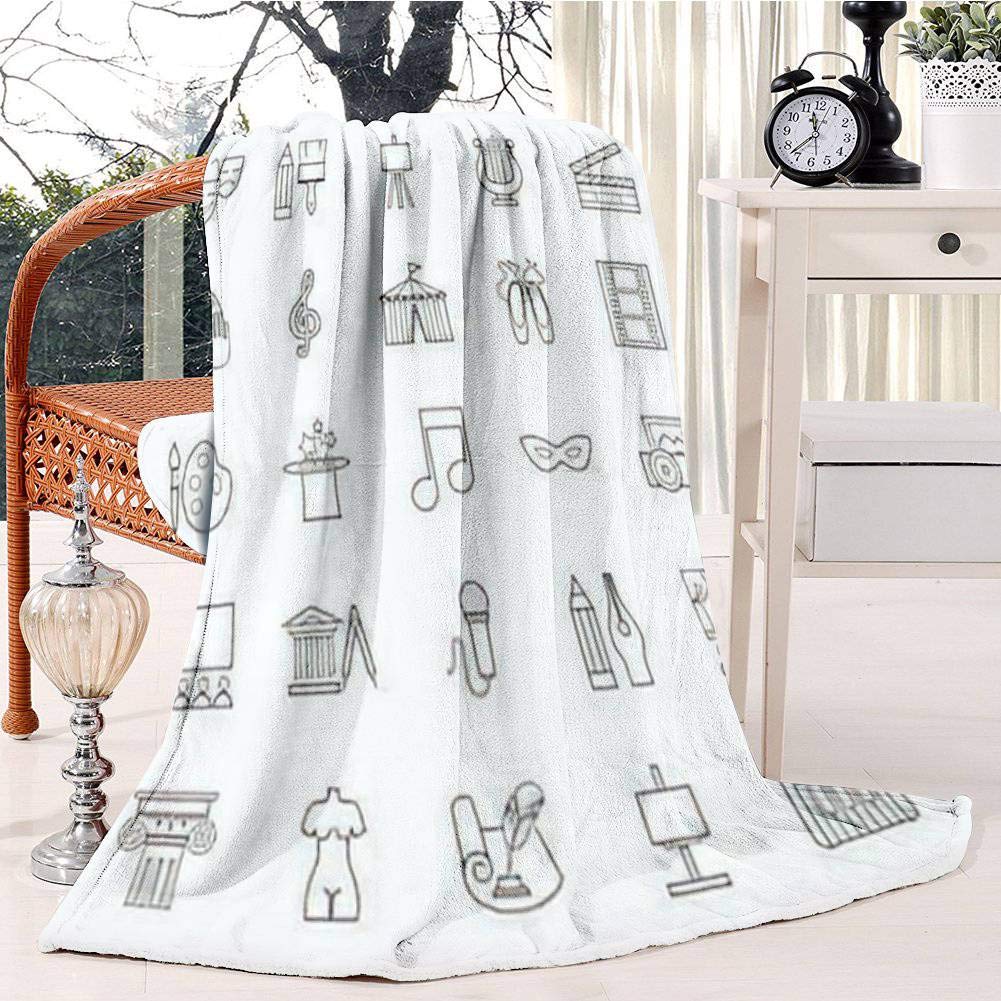 Art culture, icons, monochrome, outline flat icons of attributes Bed Blanket Plush Velvet Soft Warm Blanket Lightweight Microfiber Cozy Blanket Christmas Blanket for Bed Couch Chair Sofa, 130x150cm