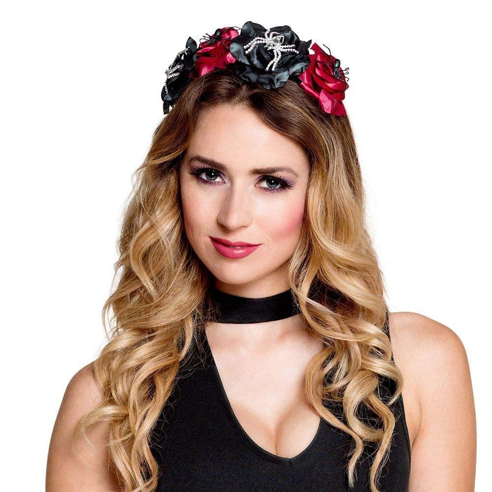 Boland 72141 - Opaska na głowę w kwiaty, Dia de los Muertos, z kwiatami i pająkami, tiara, nakrycie głowy, kostium, karnawał, impreza tematyczna
