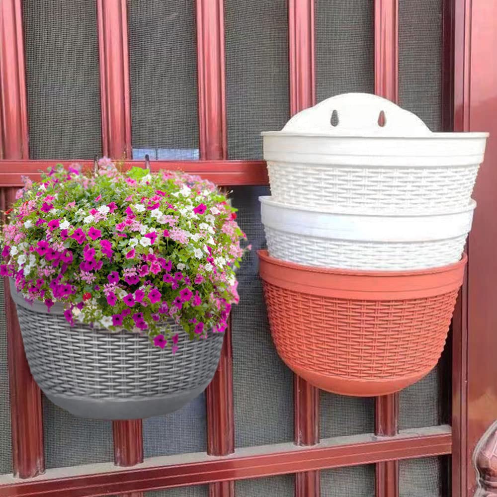 Jardineras Balcon ORIMERC Paquete De 4 Macetas Coloridas Para Colgar En La  Pared De 9.8 Pulgadas Para Plantas De Interior, Soporte Para Plantas De  Pared Con Orificio De Drenaje, Jardineras De Balcón,, image size:1000x1000
