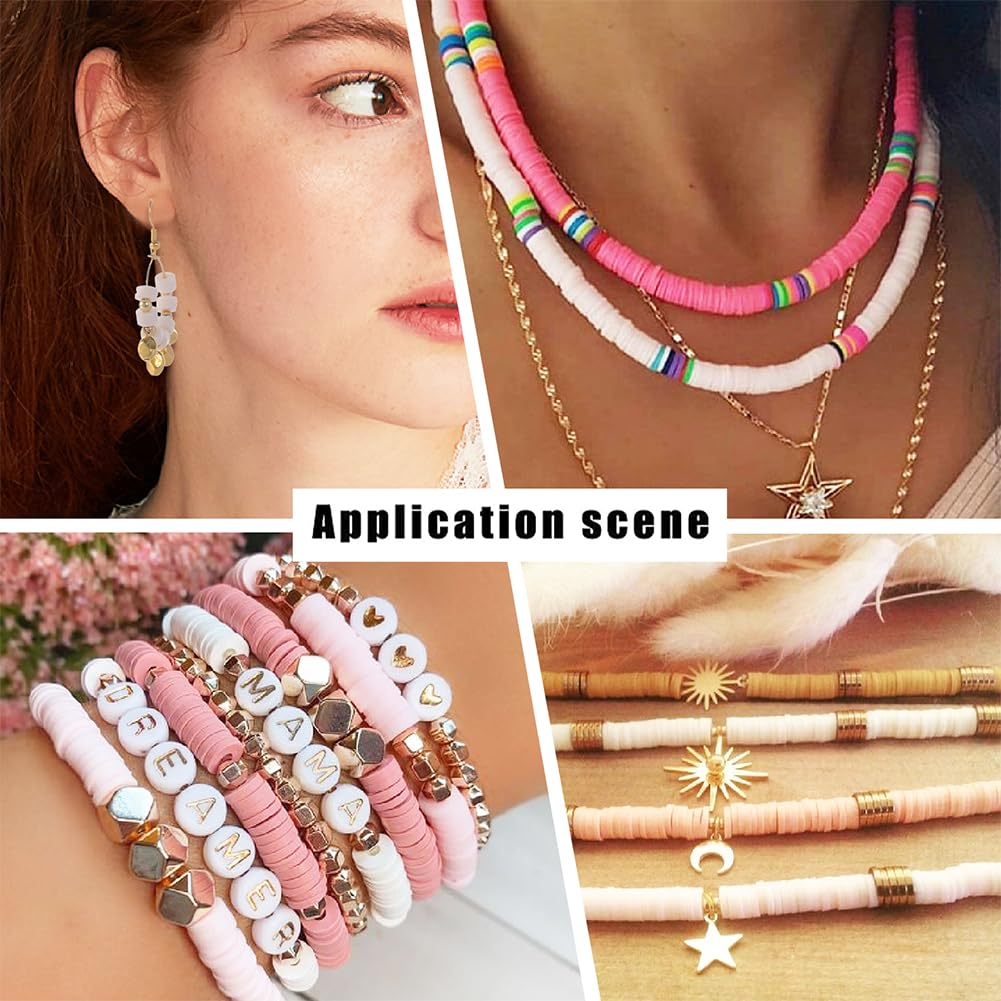 SUNNYCLUE 1 SCATOLA 1000 PZ + Perline Heishi In Polimero Rosa Perline di Argilla Rotonde Piatte