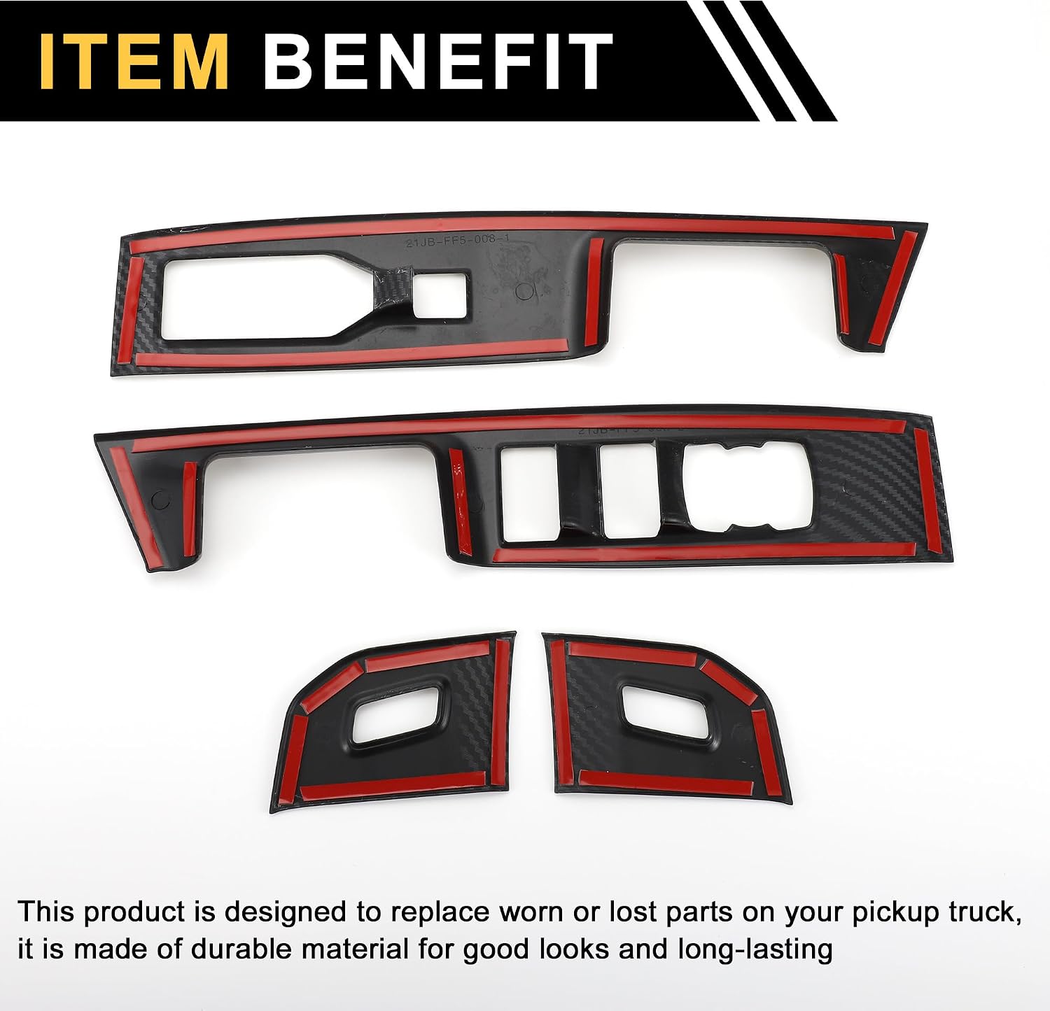 1 Set Front Door Window Switch Panel Cover Trim for Ford F-150 21-24 ABS Front Door Window Switch with Adhesive Backing Carbon Fiber Pattern Black