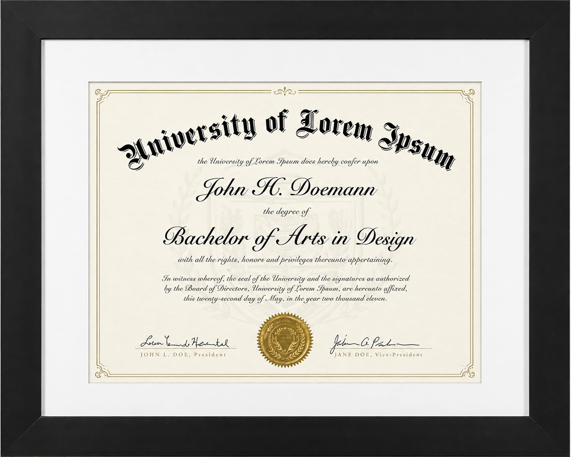 Americanflat 11x14 Diploma Frame with Shatter-Resistant Glass - Use as 8.5x11 Frame with Mat or Display 11x14 Documents Without Mat - Certificate Frames with Engineered Wood for Wall Display - Black