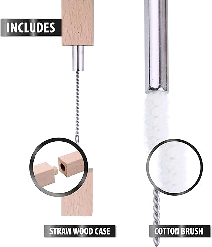 Miniatura 5 de Pajitas reutilizables de acero inoxidable con estuche de madera, paquete de 6, pajitas ecológicas de viaje de 8.5 pulgadas, reutilizables, con