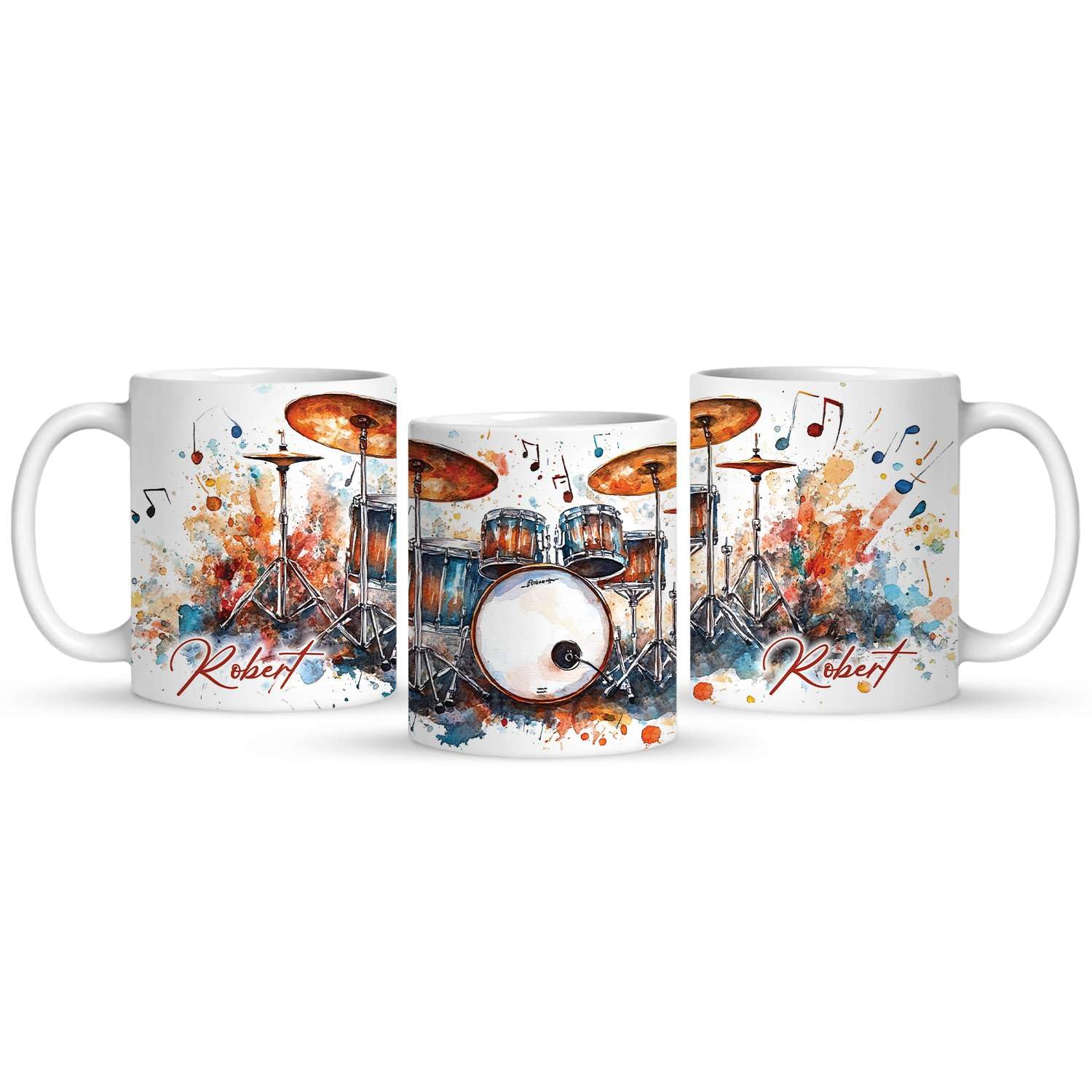 Custom Funny Skeleton Band Member Mug - Personalized Name Ceramic Cup For Drummers, 11oz Or 15oz - View #2