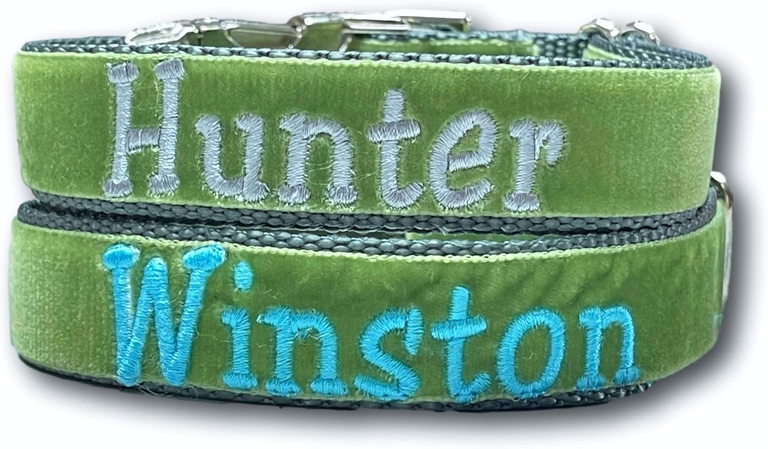 Personalized Dog Collar Embroidered with Pet Name and Leash Option - Premium Velvet Custom Dog Collar for Boy & Girl Dogs, Small Medium Large Dogs (Large 1 x 15-24")