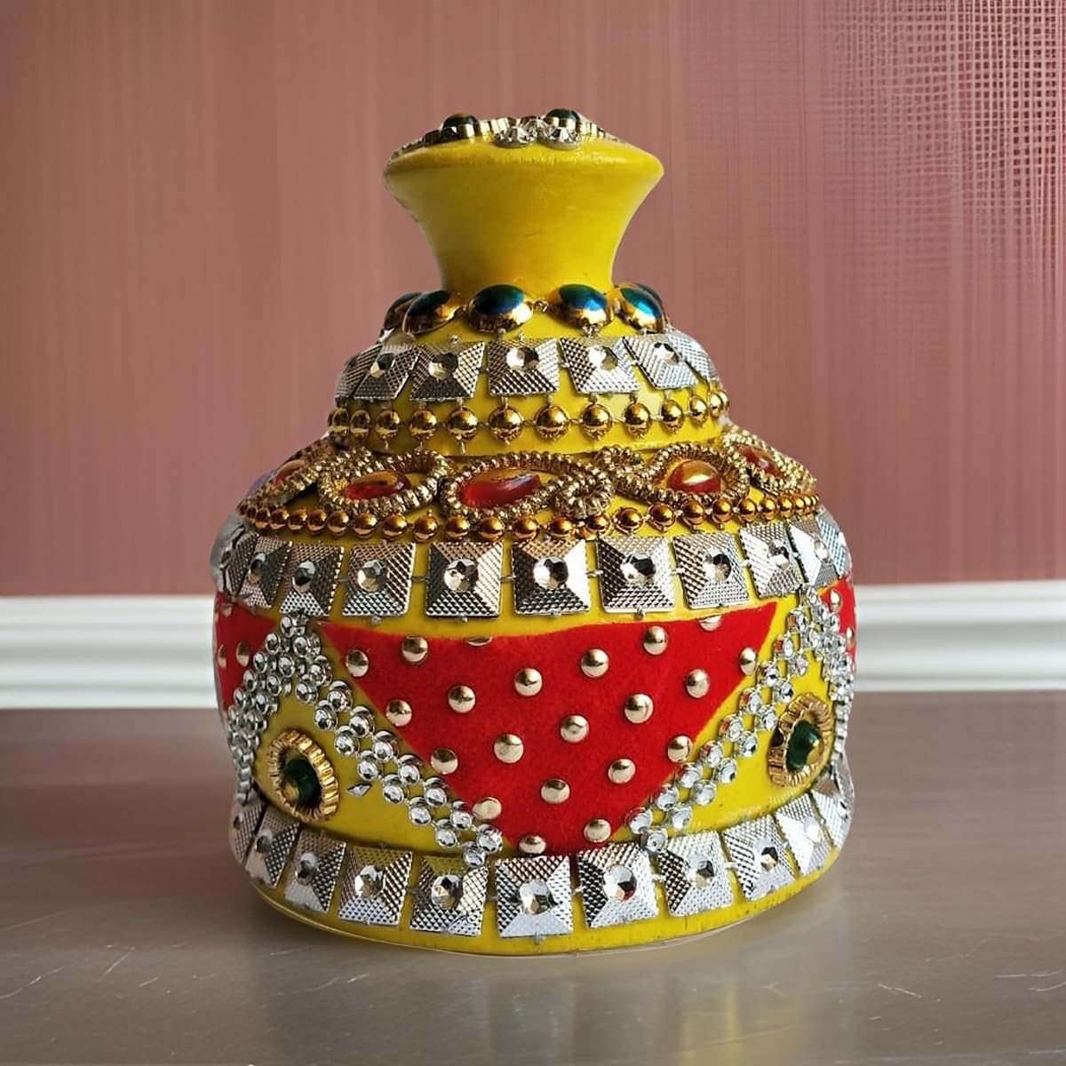 Salvus APP SOLUTIONS Graceful Traditions: Elevate Your Rituals with the Velvet Shubh Vivah Wooden Sindoor Box for Women (Multicolor_3x3.5 Inch)