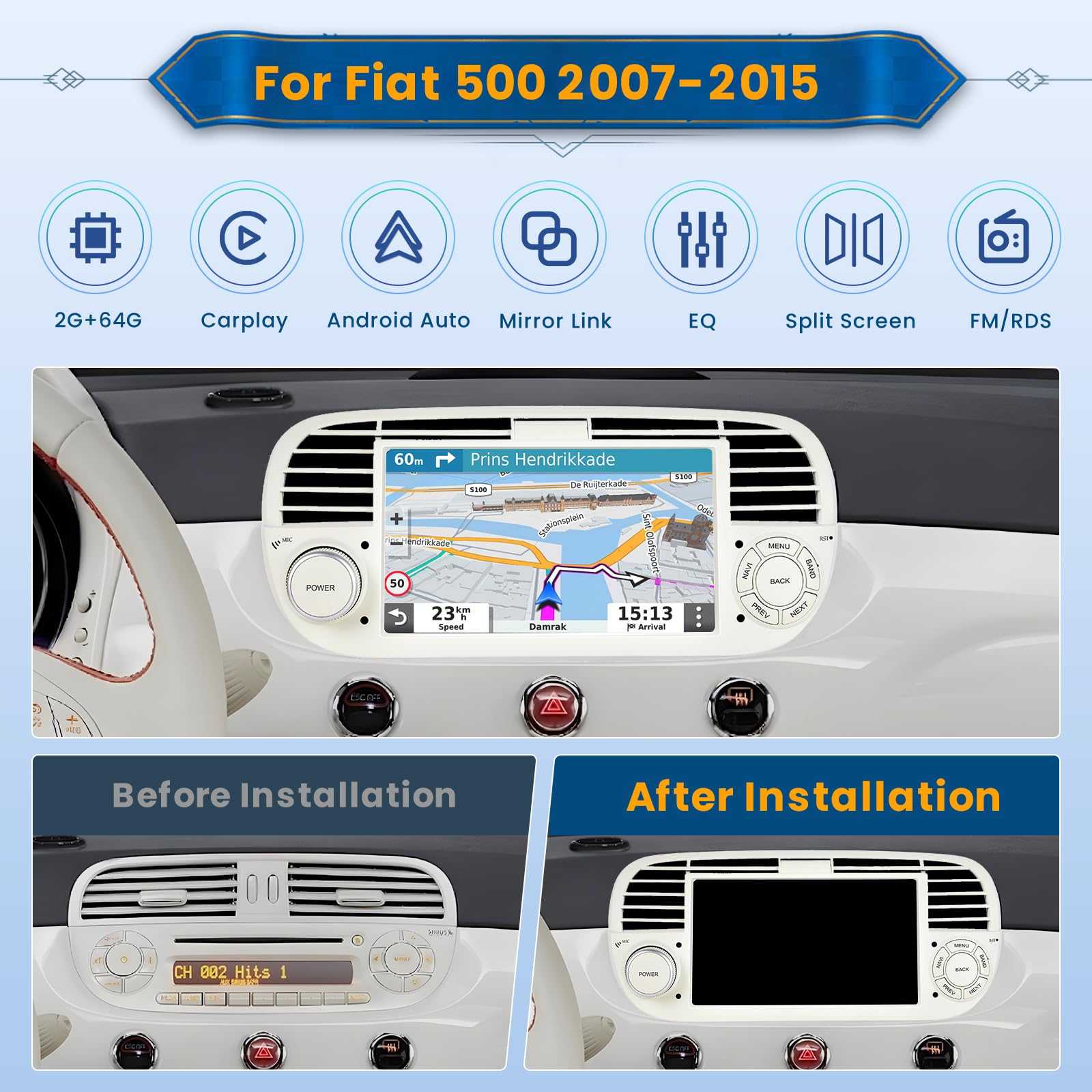 Autoradio À Écran Tactile 9 Pouces Android 11 8G 128G Navigation GPS