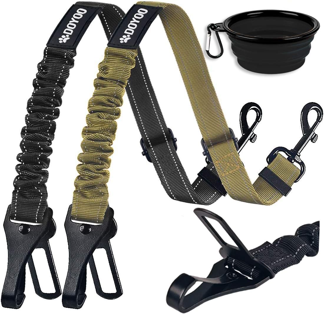 DOYOO Dog Seat Belt,New 2-in-1 Multi-Functional pet Belt 2 Pack Pet Car Seat Belts Adjustable Heavy Duty & Elastic Reflective Vehicle…