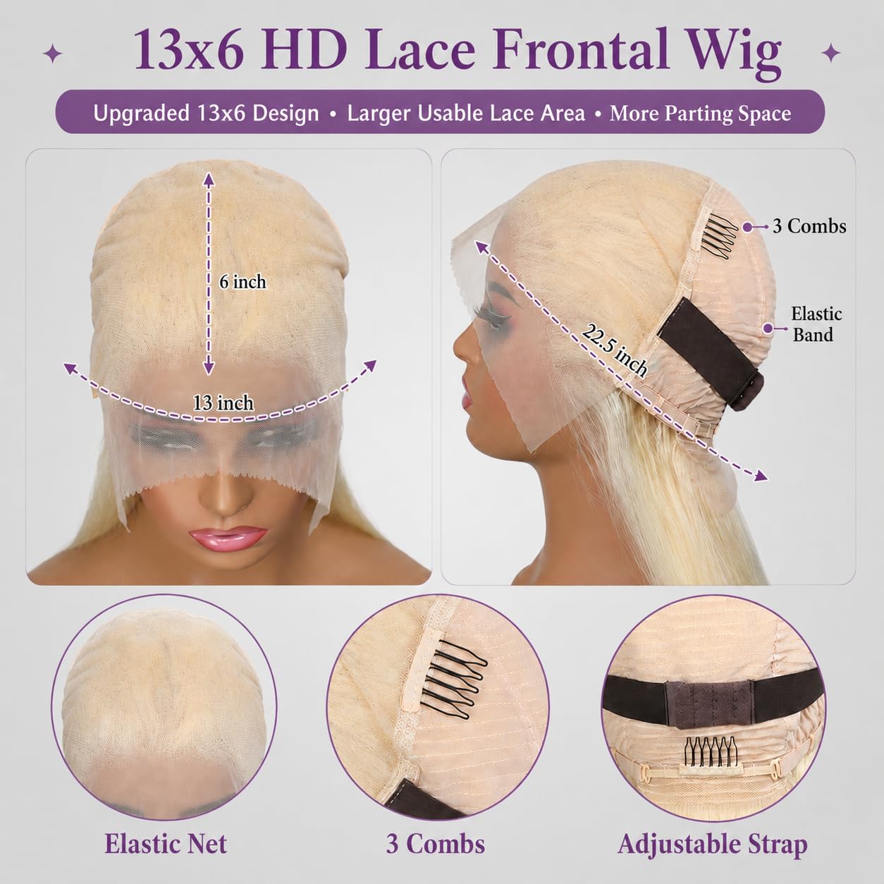 100% Human Hair 13x6 HD Lace Frontal Glueless Wig