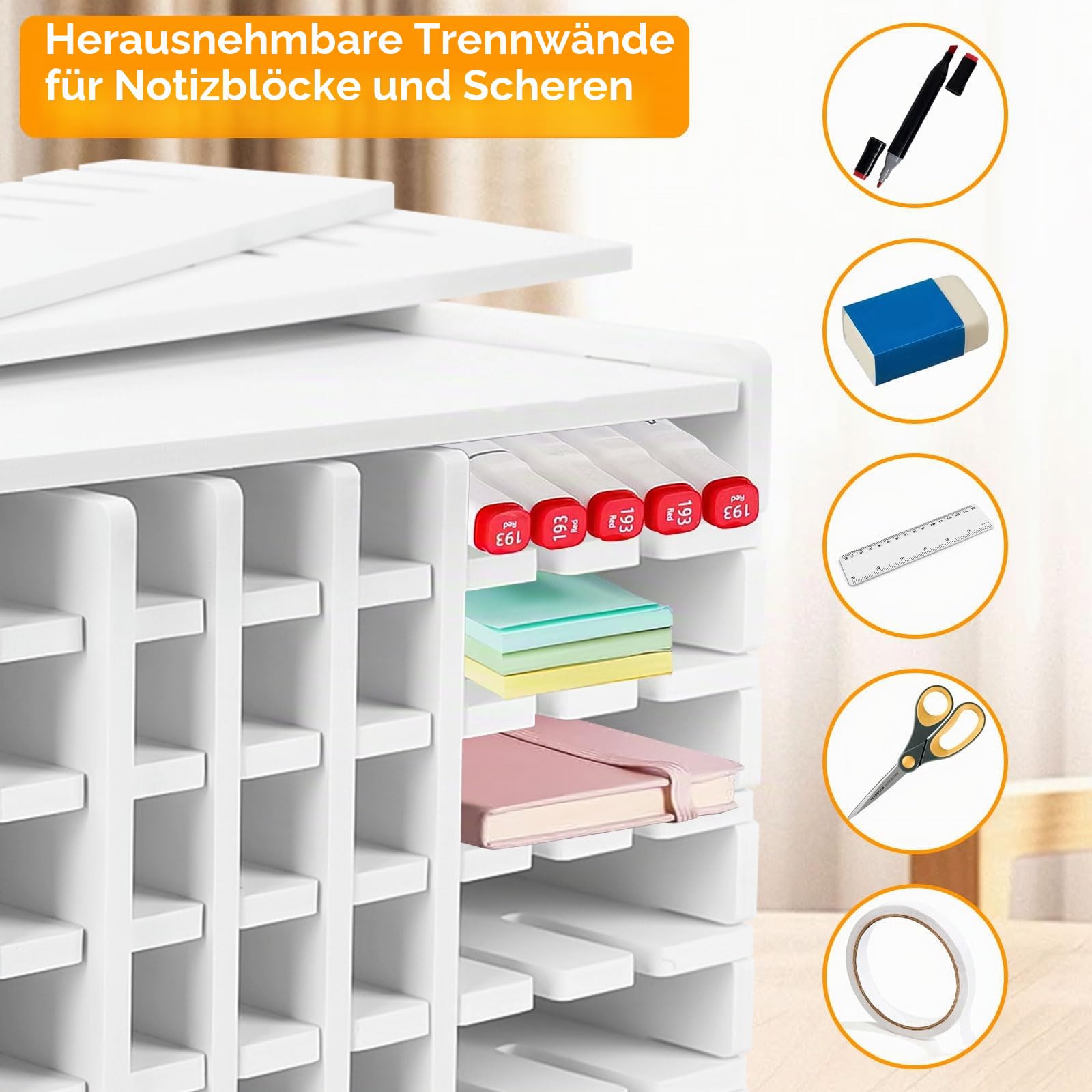 BigKing Marker Organizer aus PVC, Organizer für Bleistifte und Filzstifte, fester Organizer, Stifthalter mit 240 Fächern, für Stifte, Kunststifte, Marker (36,5 × 13 × 35)