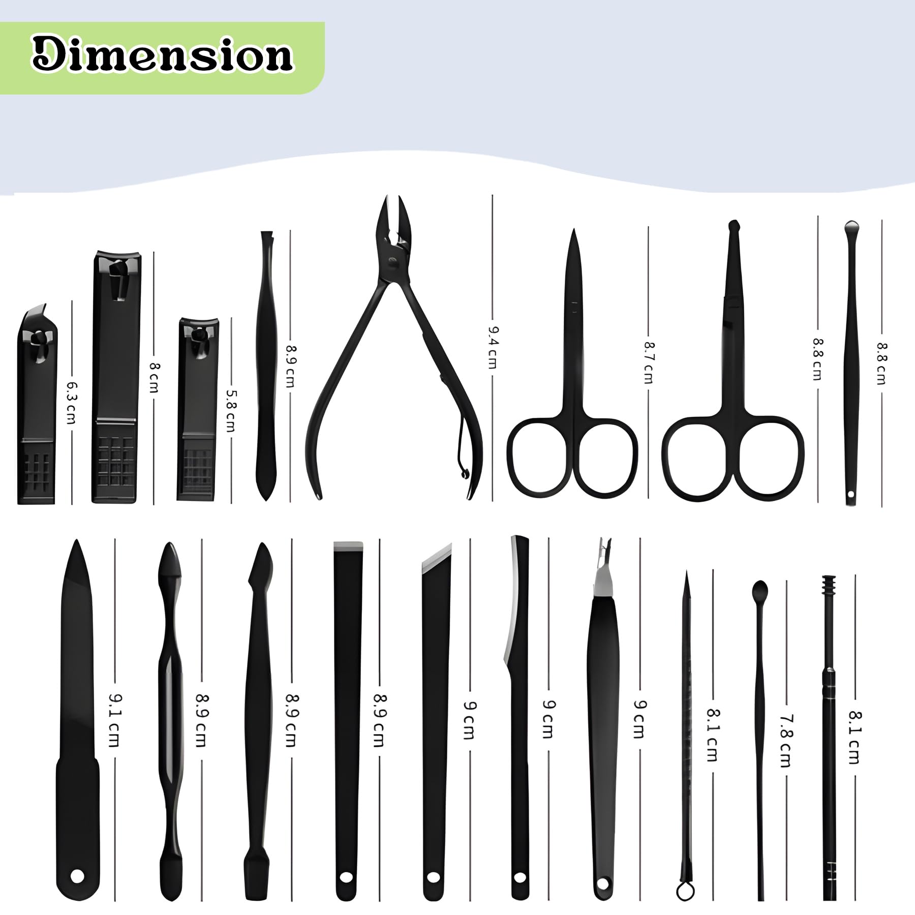 Nail Cutter Set - 18 in 1 Manicure Pedicure Kit for Women, Complete Grooming & Pedicure Kit for Women and Men with Black Leather Travel Case, Perfect Gifts for Women - Wishkey 2
