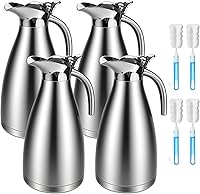 MBJZSL 4-Pack 68oz Stainless Steel Thermal Coffee Carafes - Double Wall Insulated, Keeps Hot 12Hrs Cold 24Hrs, Leak-Proof with Brushes