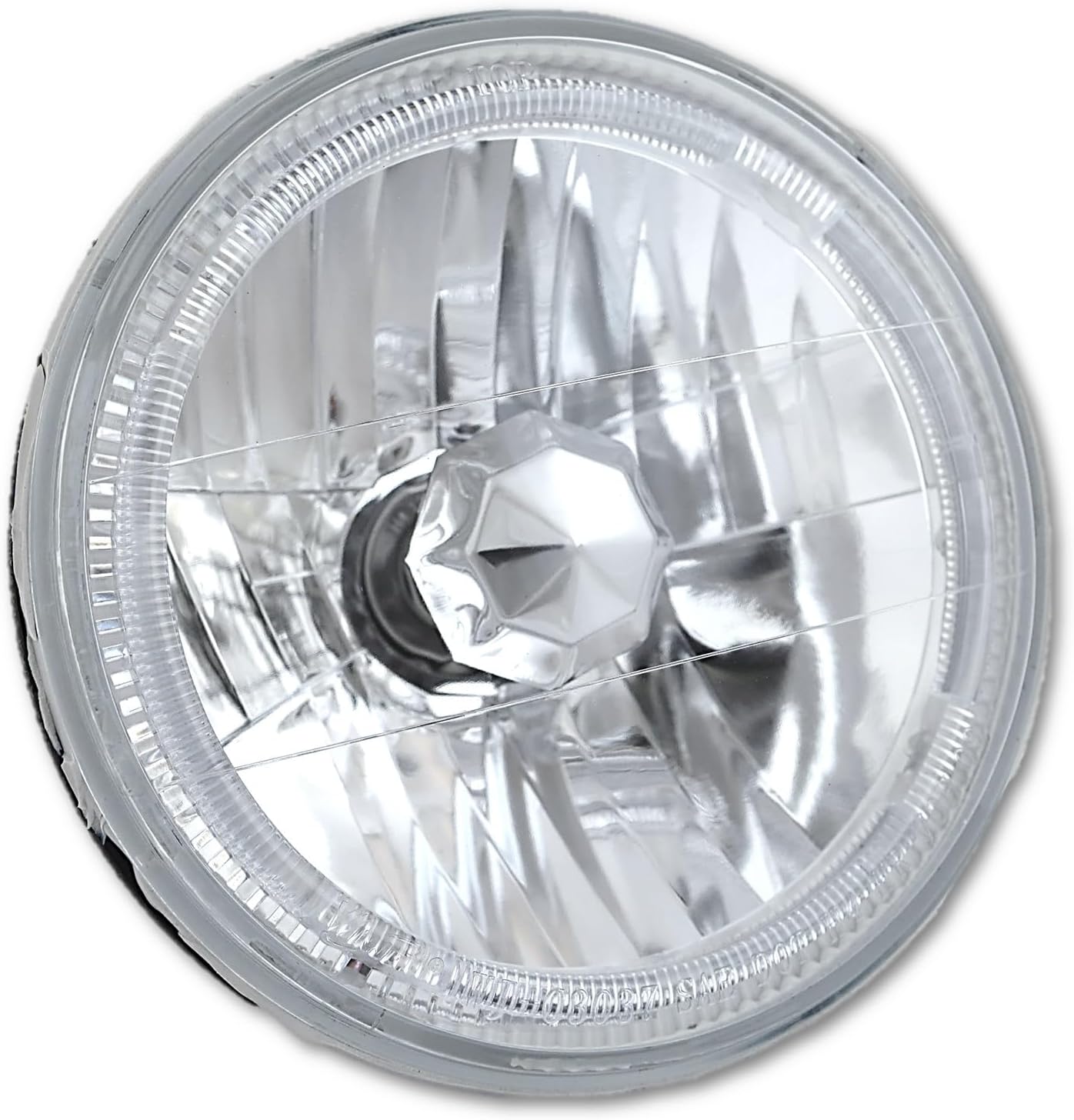 Octane Lighting 7" Halogen Crystal Clear Green Led Halo Ring H4 Light Bulb Motorcycle Headlight