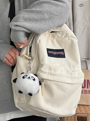 Miniatura 9 de JHTPSLR Mochila Preppy Linda mochila vintage de pana ligera Academia estética mochila mochila para libros mochilas para laptop, Negro -, Mochila