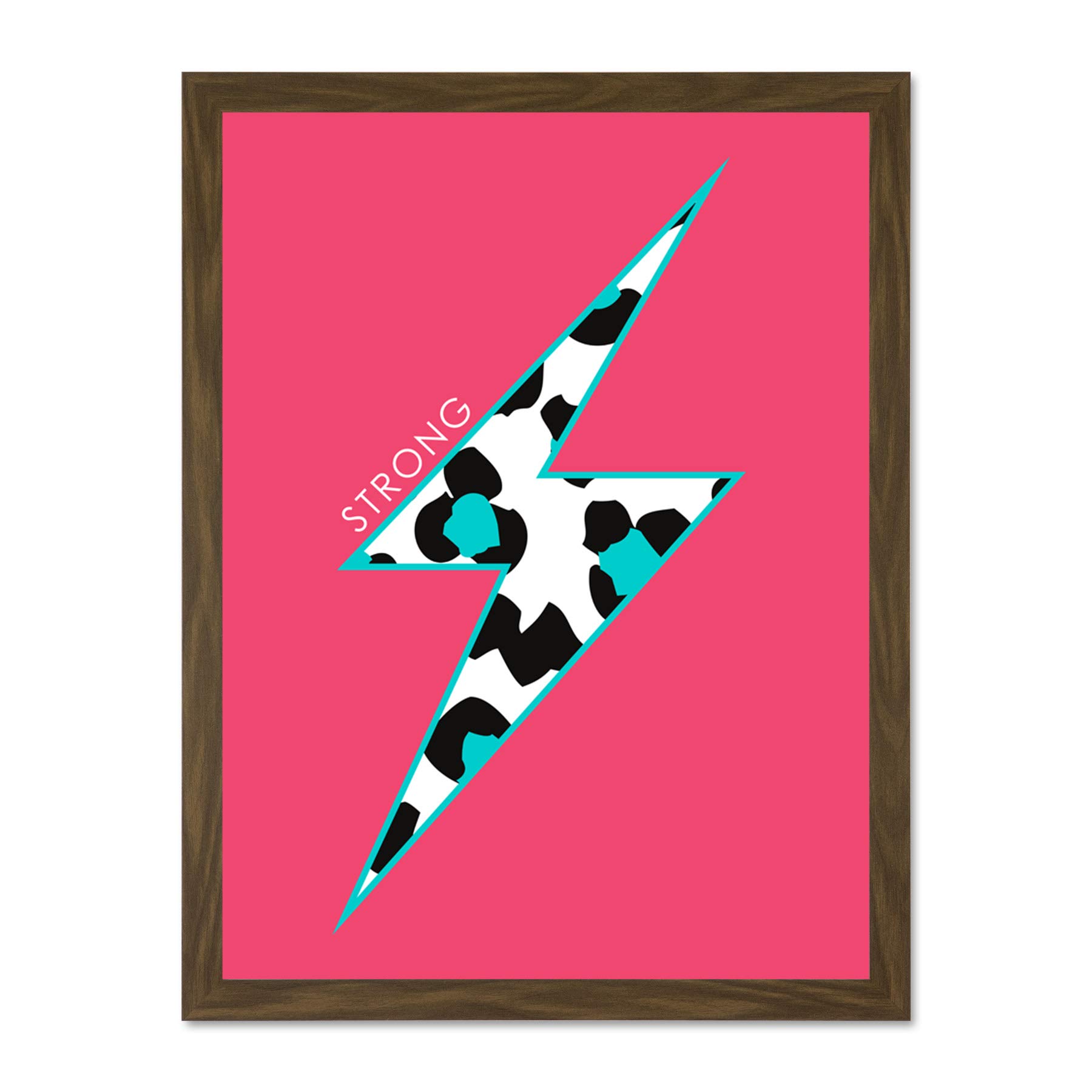 Wee Blue Coo Pink Teal Leopard Strong Large Framed Art Print Wall Poster 18x24 inch
