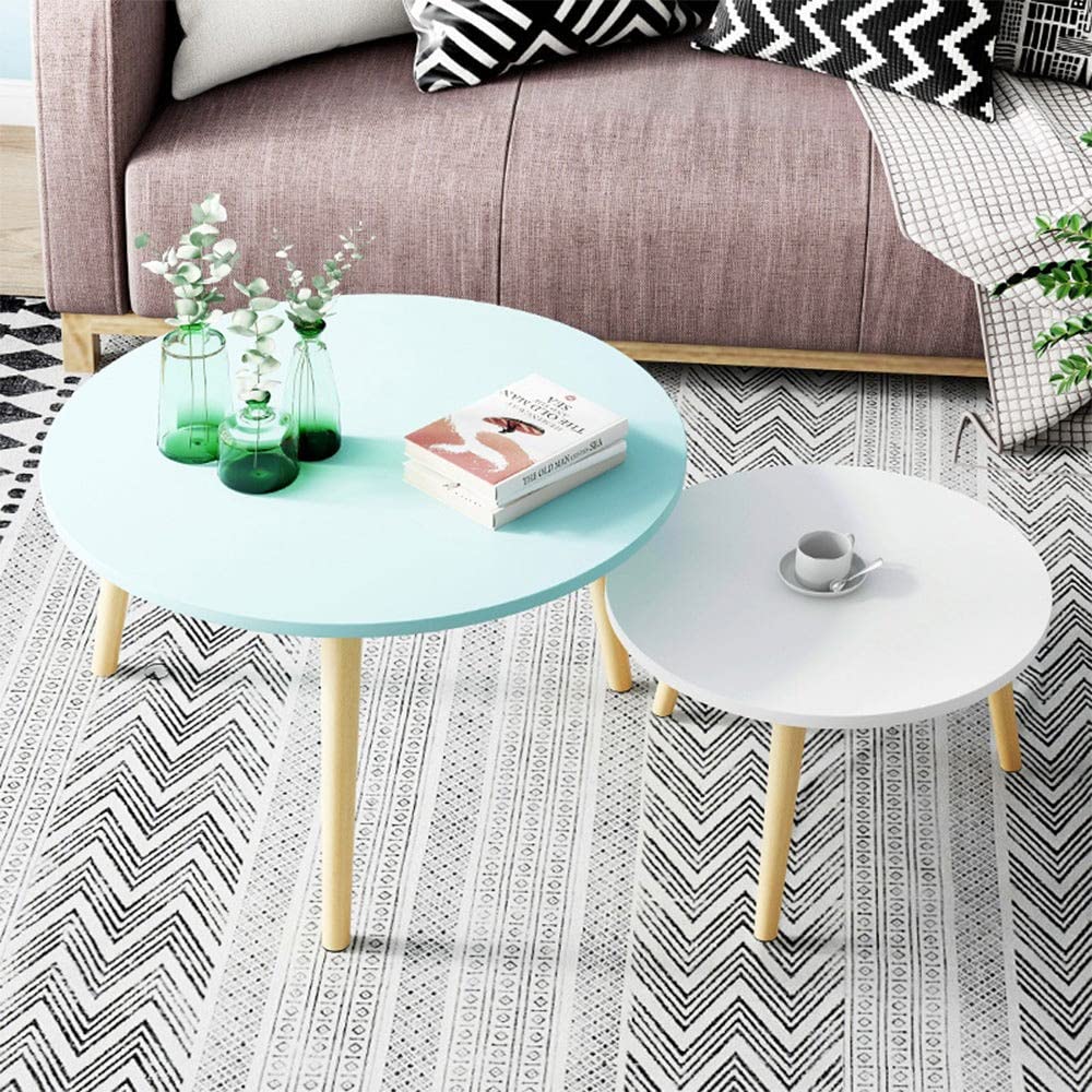 Vito Coffee Table Set Of 2 | Multifunctional Living Room Table | Space Saving Round Center Table | Modern Design Coffee Table Furniture For Home (L60Xw60Xh42Cm) - White