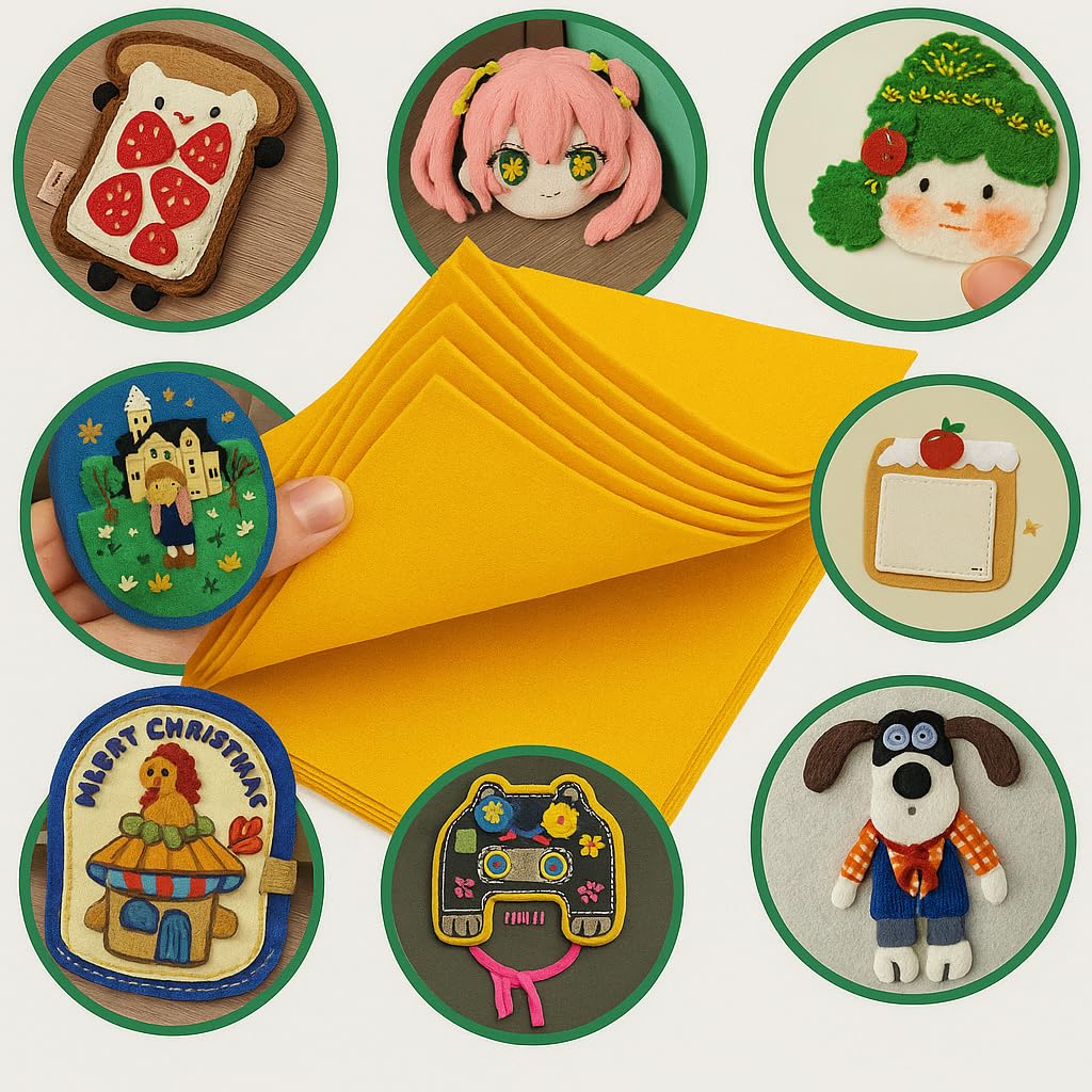 HXJDAM 16 pcs Felt Sheets, 29 cm x 18 cm Yellow Felt Fabric, Non-Woven Fabric for DIY Sewing Crafts, and School Projects (7.2" X 11.6") - Image 3