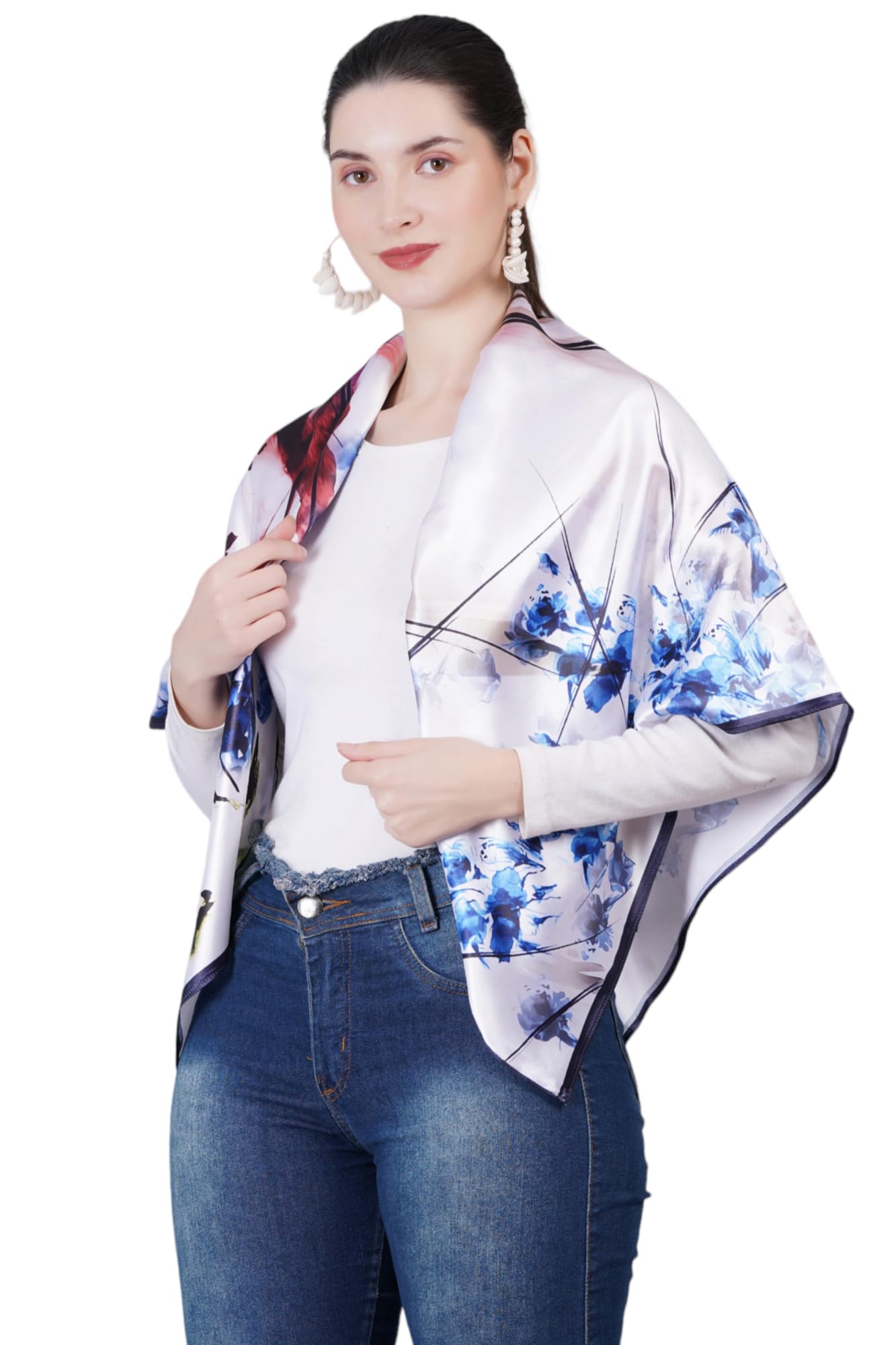 Gorgeous Japan Satin Silky Square Women Scarf-image-38