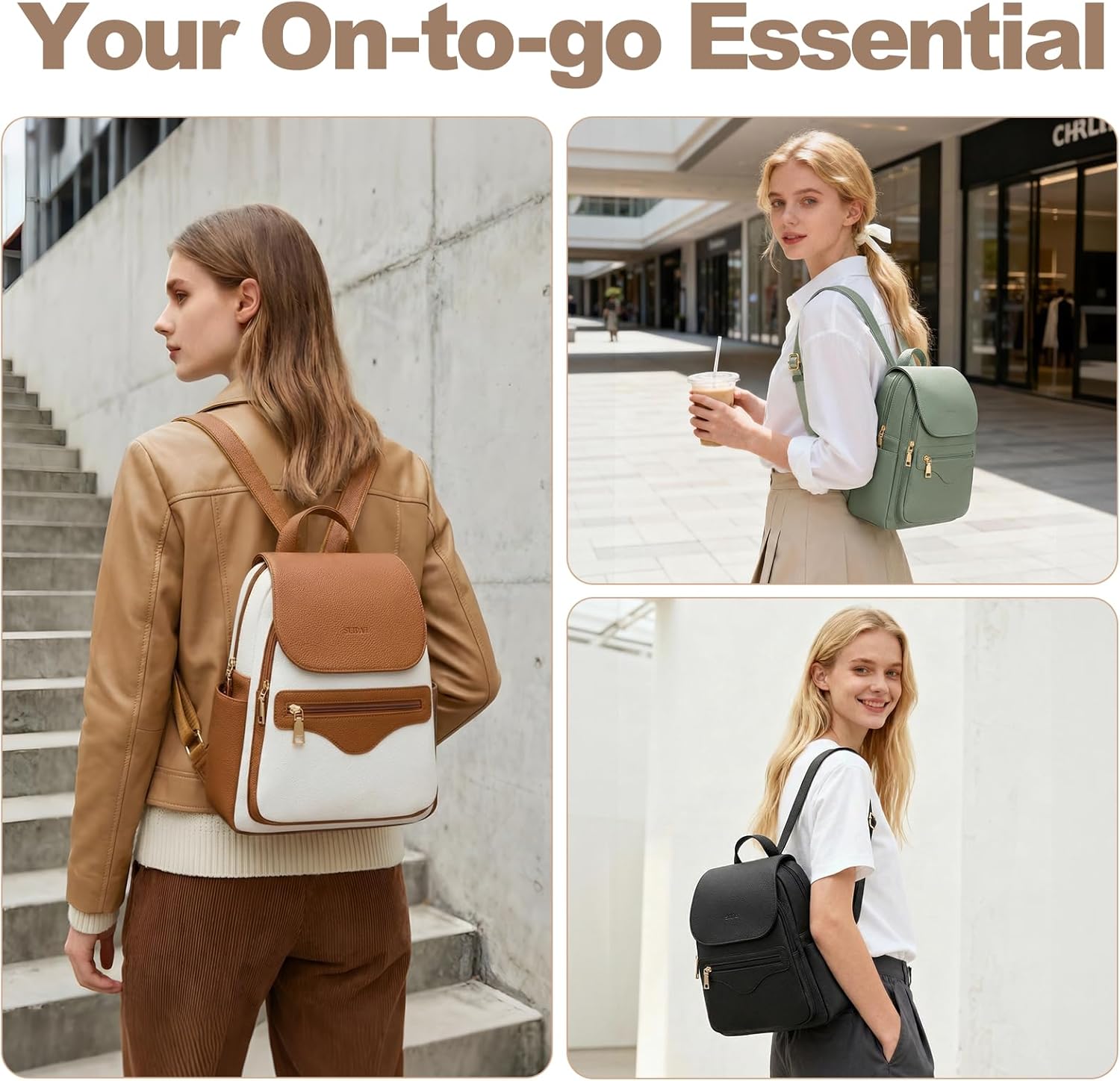 Water Bottle Purse Mini Backpack Purse for Women