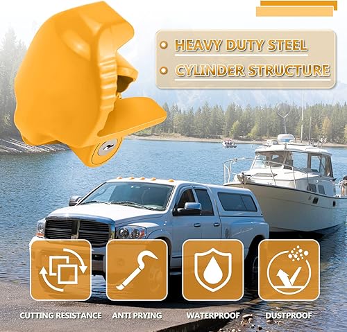 Miniatura 8 de Cenipar Bloqueo de enganche de remolque de tamaño universal para acopladores de 1-78 pulgadas, 2 pulgadas y 2-516 pulgadas, acero resistente, para