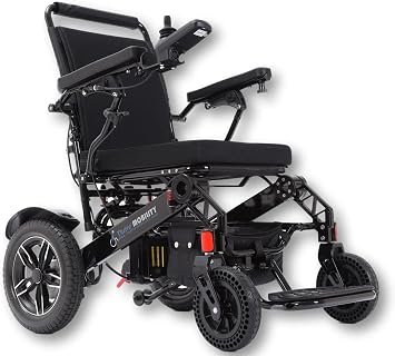 Reclining Electric Wheelchairs for Adults Lightweight Foldable Powered Wheel Chair (Black 2 Batteries)