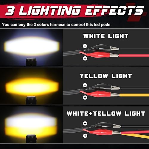 Miniatura 3 de OFFROADTOWN Luces LED antiniebla para conducción de motocicleta, 2.5 pulgadas, 2 unidades, 40 W, de doble color, LED para conducción, luz