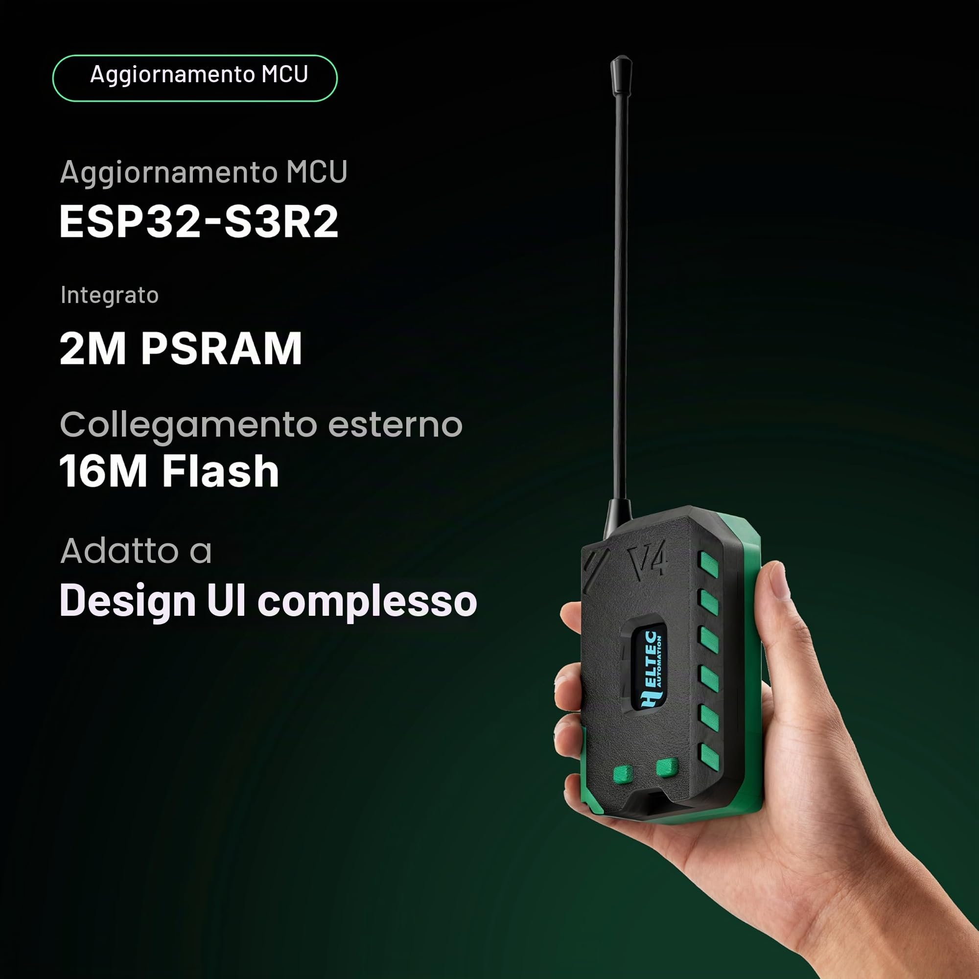 Heltec - Confezione da 2 batterie WiFi LoRa 32 V4 con display OLED 27dBm ESP32-S3 SX1262, set completo di custodia per Meshtastic IoT Arduino (confezione da 2 batterie da 3000 mAh + antenna +