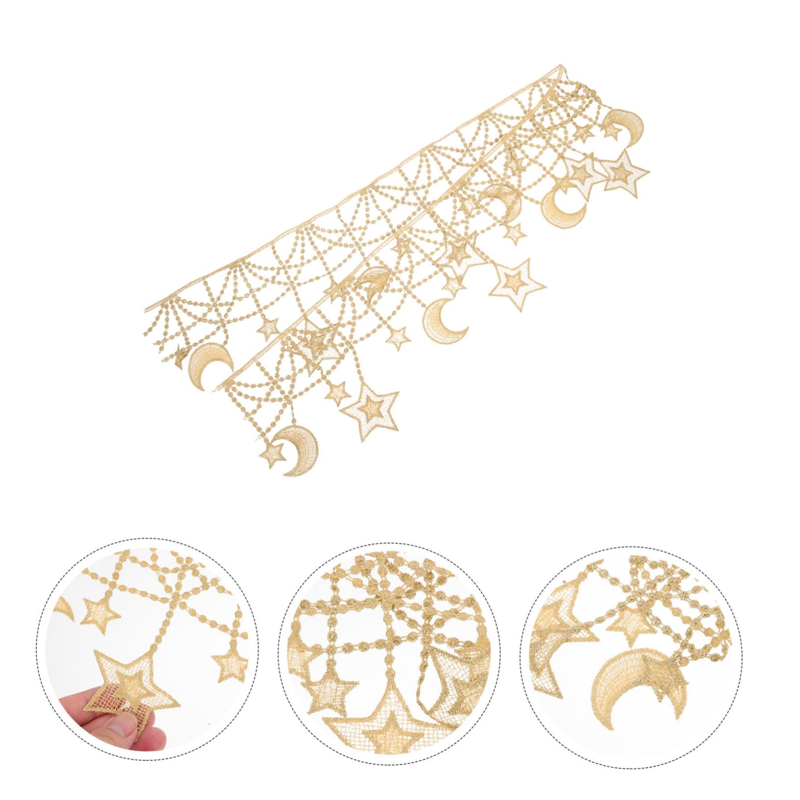 TEHAUX 4piezas Cinta De Encaje Diseño De Estrellas y Adorno Para Manualidades y Ropa Trim De Para Costura