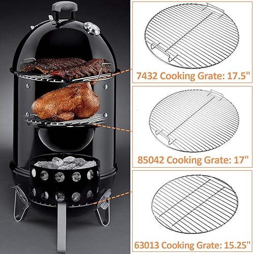 Miniatura 4 de AJinTeby Rejilla de cocina con bisagras de acero chapado resistente y rejilla inferior, rejilla de carbón para Weber de 18 pulgadas Smokey Mountain