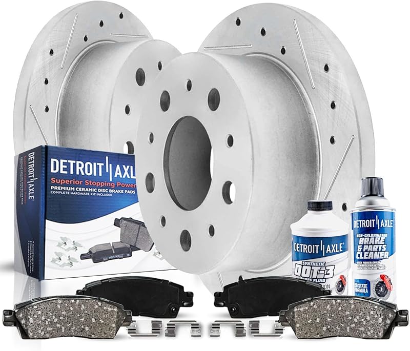 Kit de freios traseiros Detroit Axle para Ram Promaster 1500, 2500 e 3500 2014–2021 – 2 discos, pastilhas e acessórios