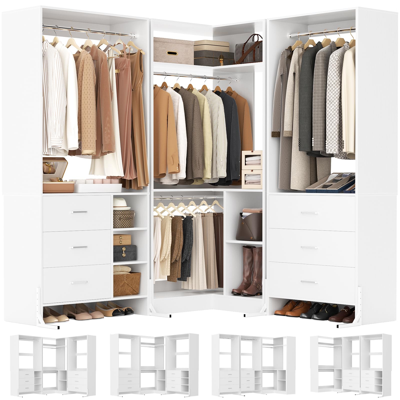 Amazon.com: Aheaplus Closet System with 3 Sets, 86.8
