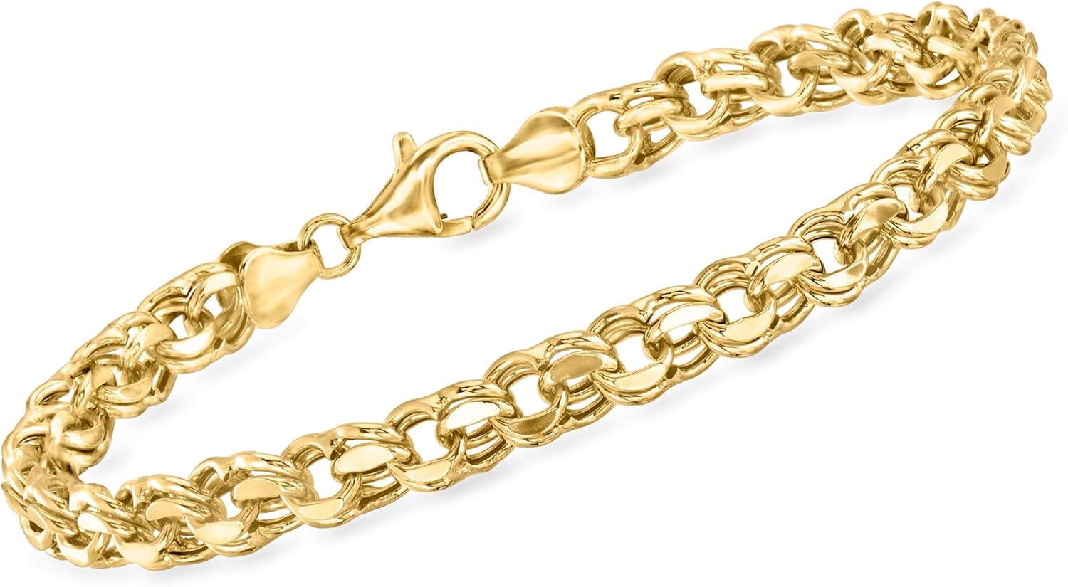 Ross-Simons 18kt Gold Over Sterling Faceted Rolo-Link Bracelet