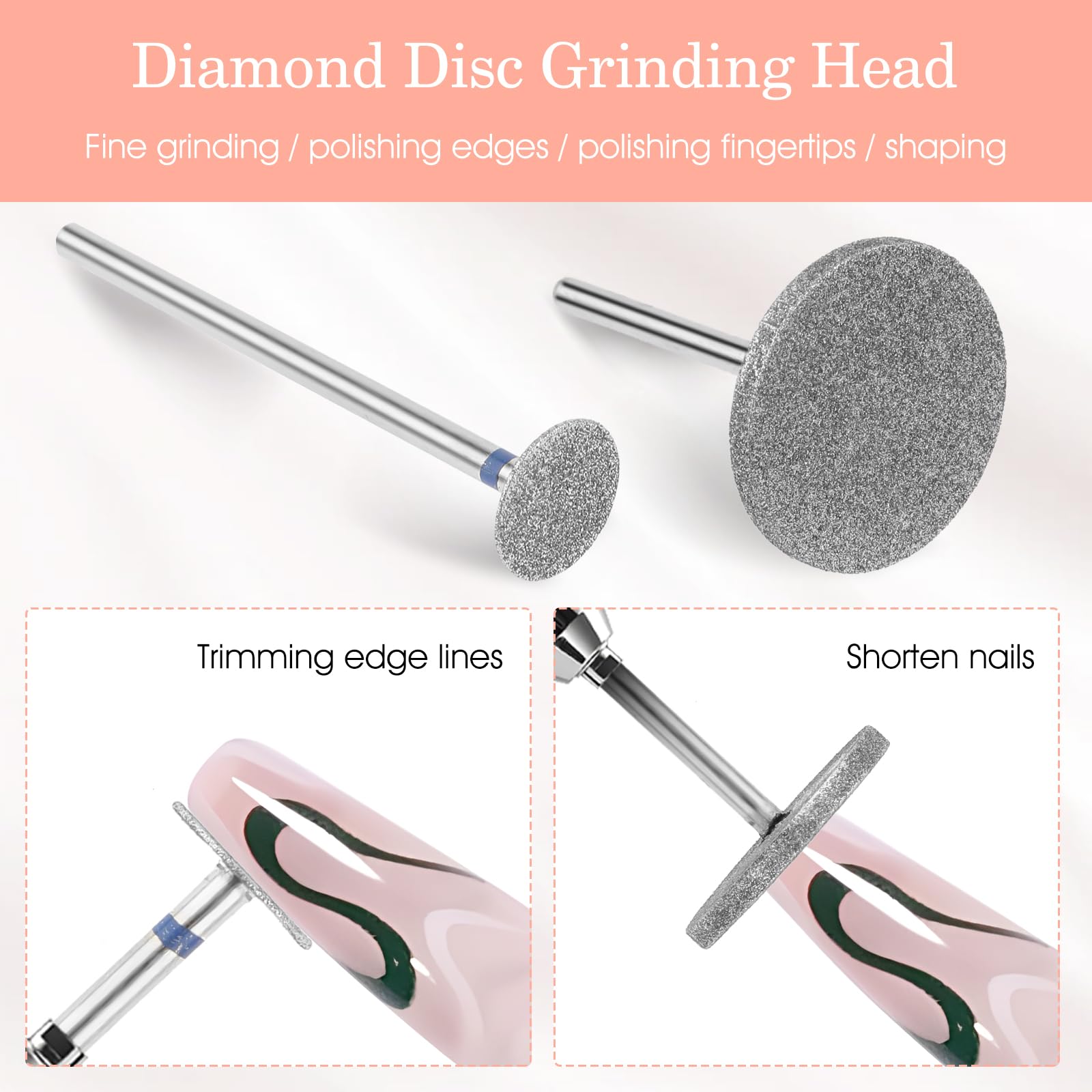 JIEYAO Set di 2 punte per levigatrice unghie, fresa professionale per unghie, per uso elettrico, per pedicure per manicure, cura dei piedi, rimozione delle cuticole in gel acrilico