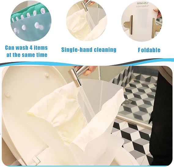 Cloth Diaper Sprayer Splatter Shield, Foldable Hands-free Design