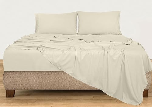 Miniatura 5 de ROYALE LINENS Juego de sábanas de 300 hilos 100% algodón peinado de fibras largas, 4 piezas, 1 sábana bajera, 1 encimera y 2 fundas de almohada,