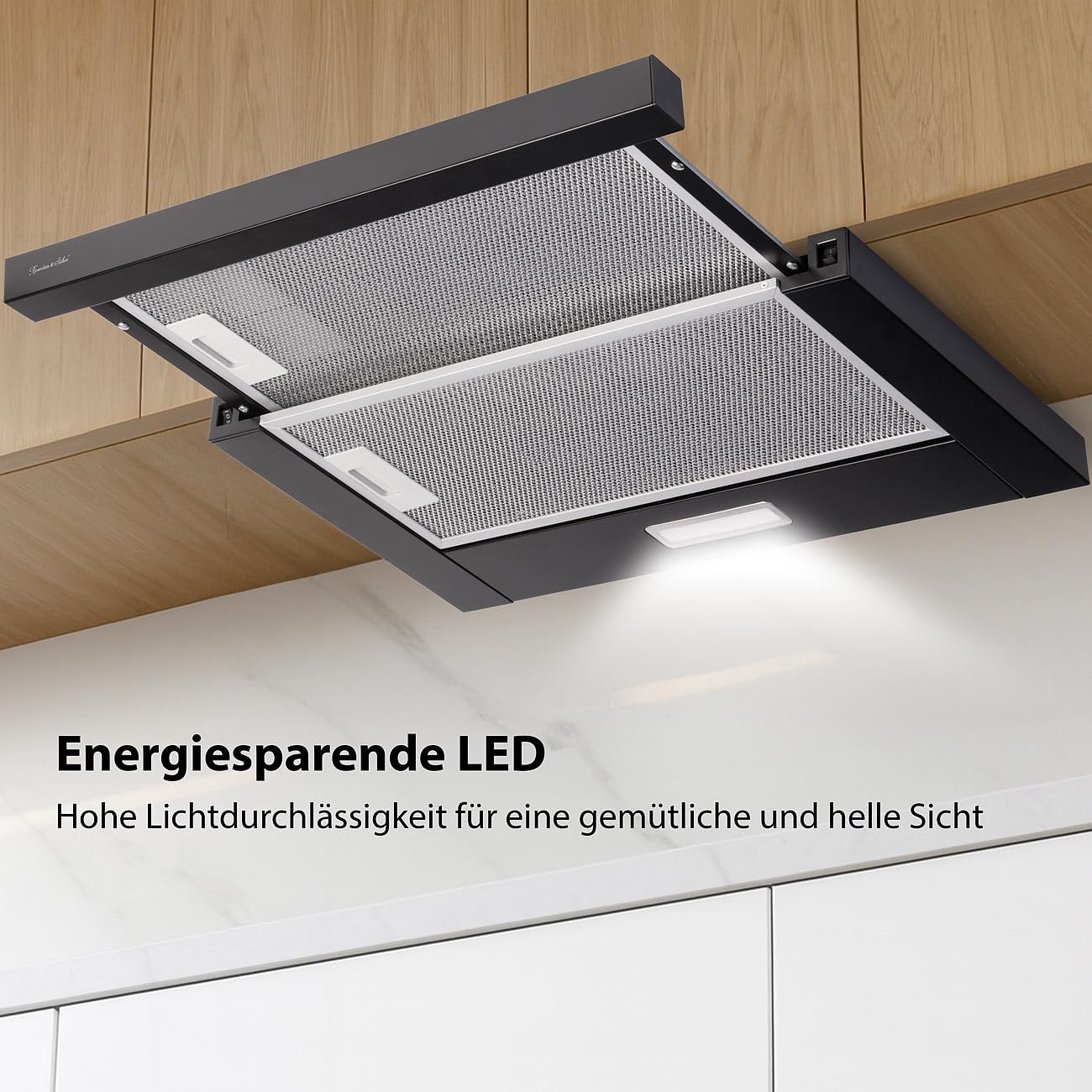 Rosenstein & Söhne teleskopowy okap kuchenny DAH-110, 60 cm, 350 m³/h, czarny